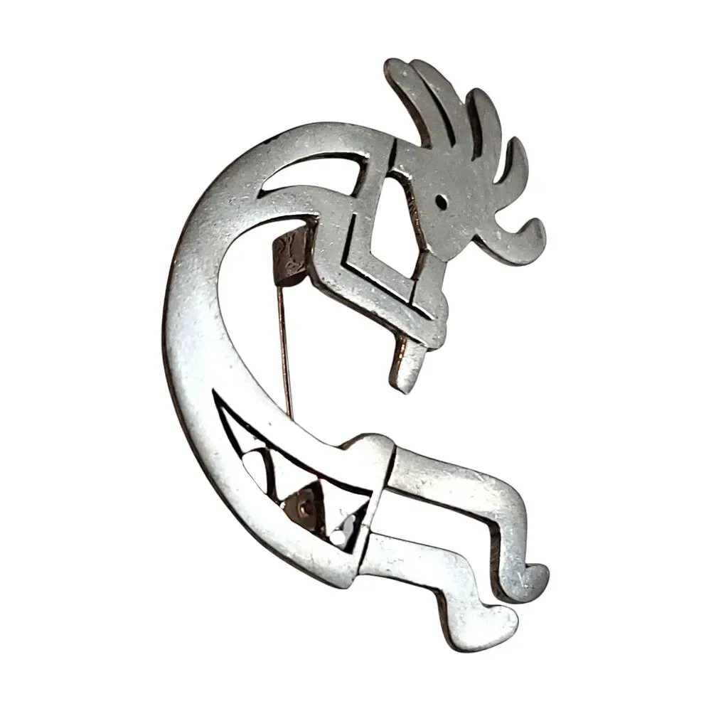 Vintage Metal Aztec Kokopelli Brooch Pin made in Thailand